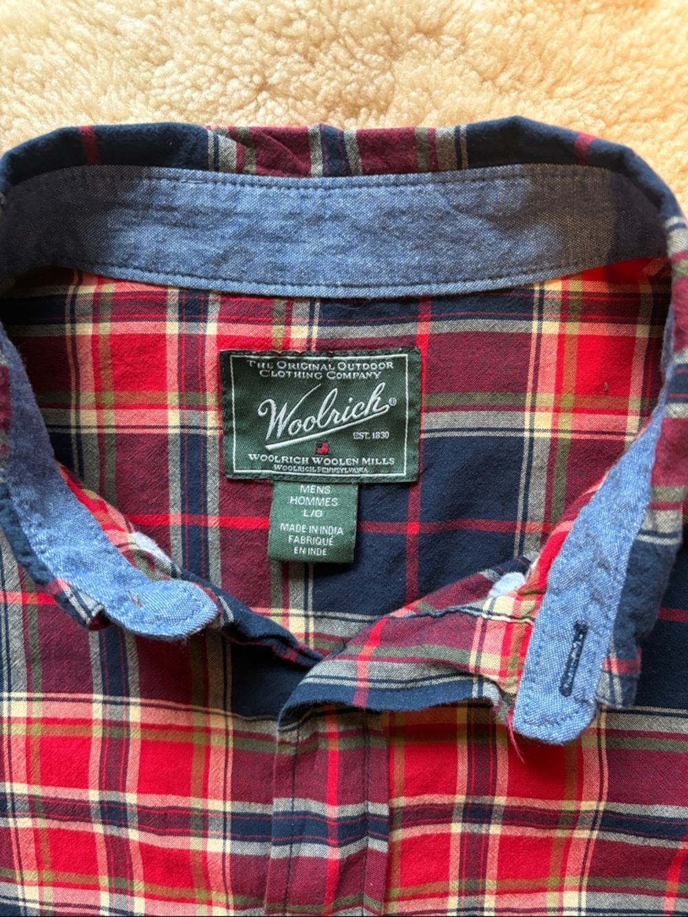 Woolrich vintage style Red and Navy Plaid Long-Sleeve Button-Down Shirt